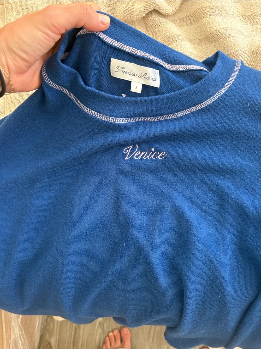 Frankie's Bikinis Blue 'Venice' Crewneck Sweater